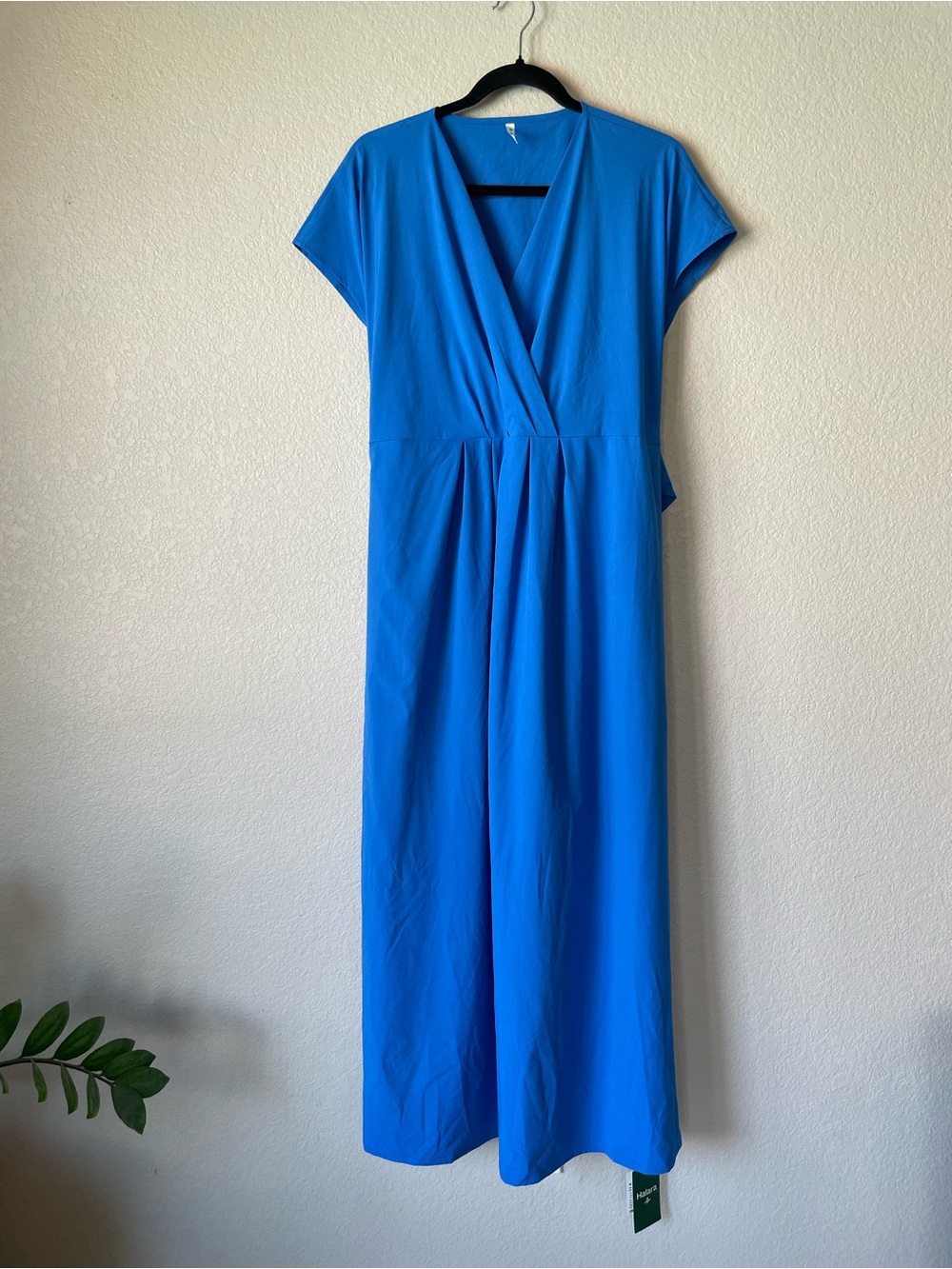 Halara Breezeful V Neck Tie Back Pocket Midi Dress Blue XL NWT Maxi Dress